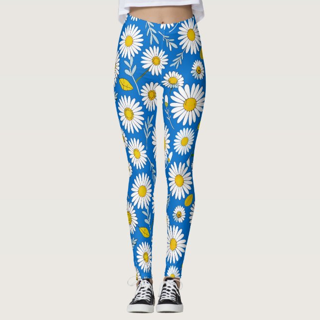 Leggings Patrón de flores de margarita (Anverso)