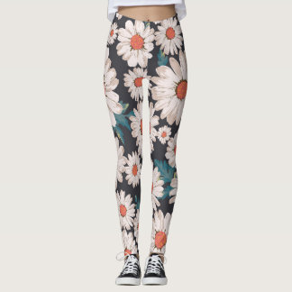 Leggings Patrón de flores de margarita sin flor
