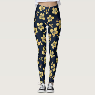 Leggings Patrón de flores de oro