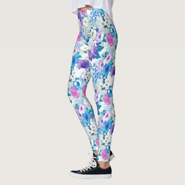 Leggings Patrón de flores de verano coloridas (Izquierda)