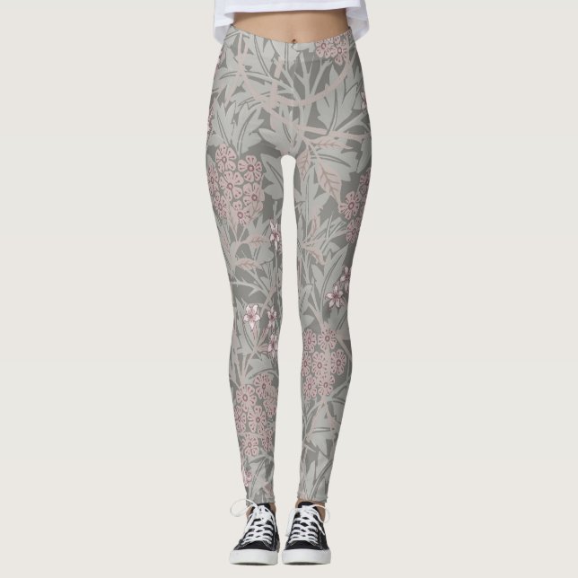 Leggings Patrón de flores de William Morris Jasmine (Anverso)