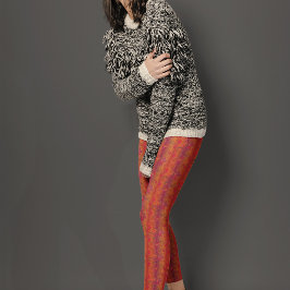 Leggings Patrón de flores en fondo sombreado Naranja