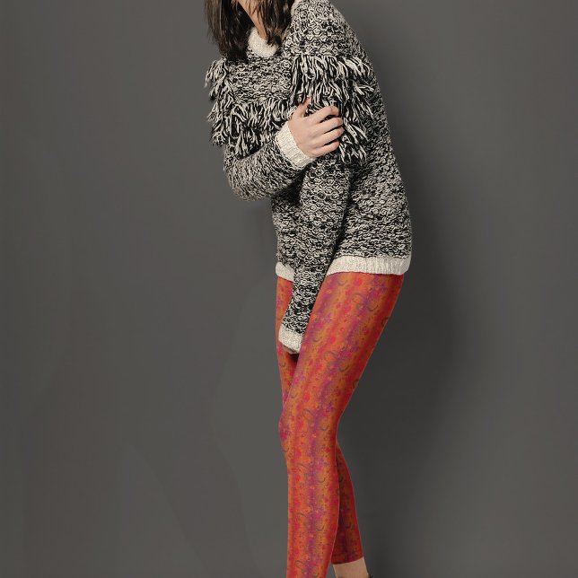 Leggings Patrón de flores en fondo sombreado Naranja (Subido por el creador)