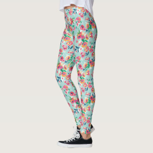Leggings Patrón de flores pintadas