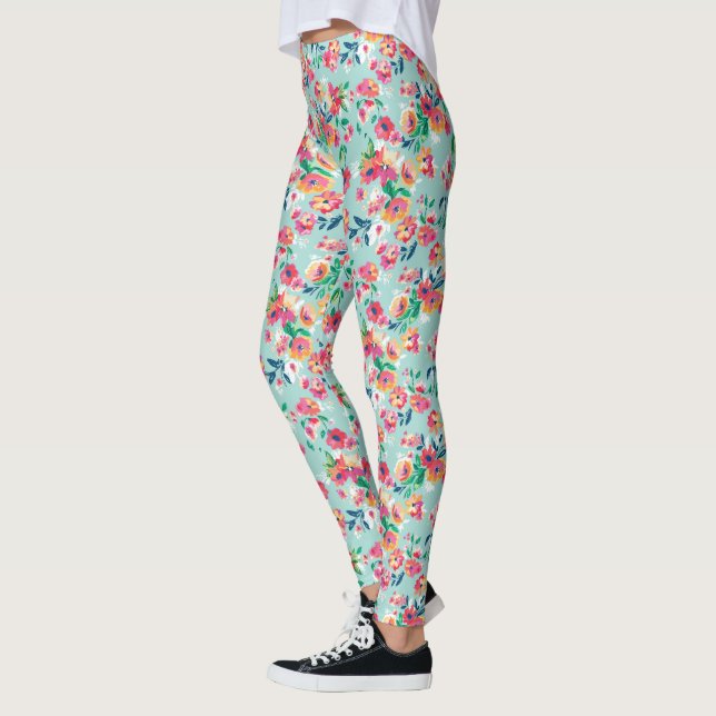 Leggings Patrón de flores pintadas (Izquierda)