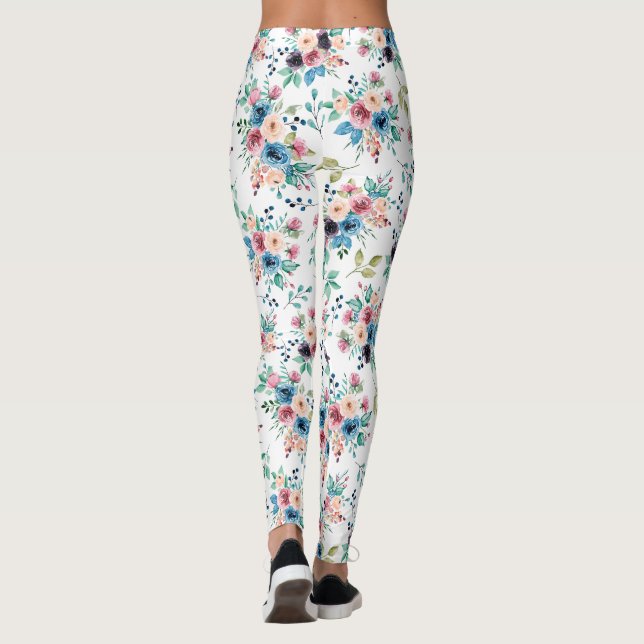 Leggings Patrón de flores primaverales coloridas (Reverso)