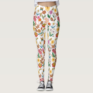 Leggings Patrón de flores psicodélicas x4