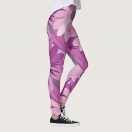 Leggings Patrón de flores púrpuras de margarita africana