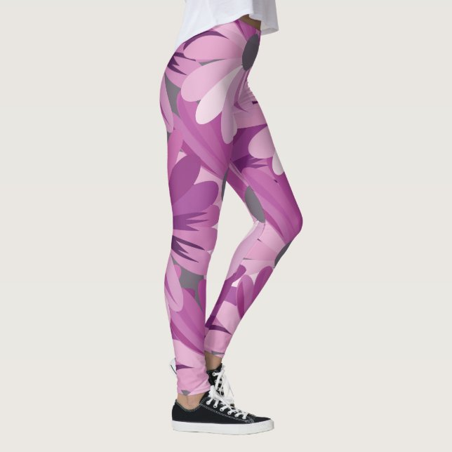 Leggings Patrón de flores púrpuras de margarita africana (Derecha)