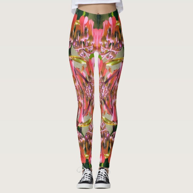 Leggings Patrón de flores rosadas (Anverso)