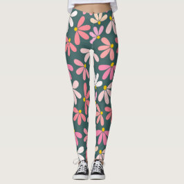 Leggings Patrón de flores rosadas