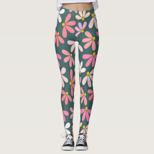 Leggings Patrón de flores rosadas