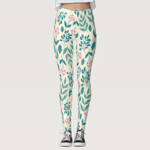 Leggings patrón de flores rosadas en acuarela regalo para m