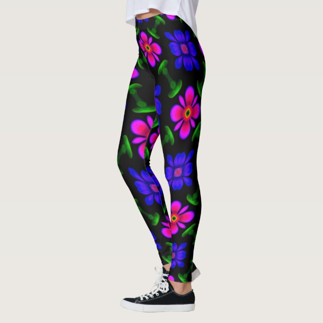 Leggings Patrón de flores rosas adorables (Izquierda)