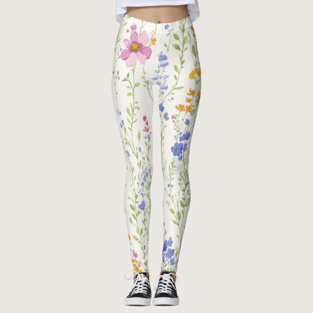 Leggings Patrón de flores silvestres (Anverso)