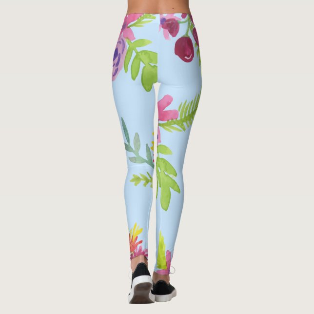 Leggings Patrón de flores silvestres acuáticas (Reverso)