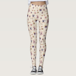 Leggings Patrón de flores silvestres de acuarela boho tempe