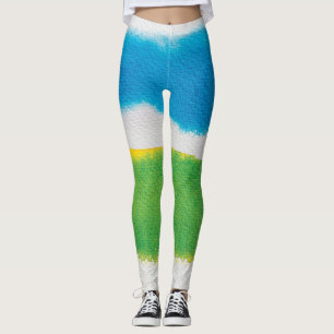 Leggings Patrón de flores silvestres de acuarela caprichosa