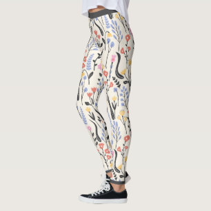 Leggings Patrón de flores silvestres de corte