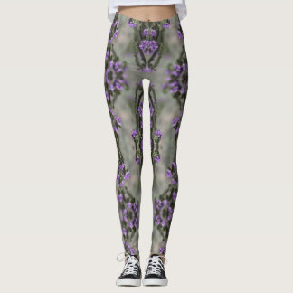Leggings Patrón de flores silvestres de salina púrpura