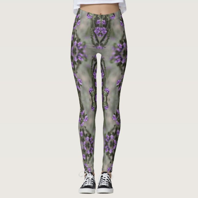 Leggings Patrón de flores silvestres de salina púrpura (Anverso)