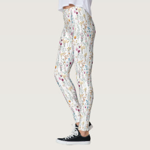 Leggings Patrón de flores silvestres de verano