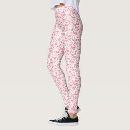 Leggings Patrón de flores tropicales rosadas de Rubor