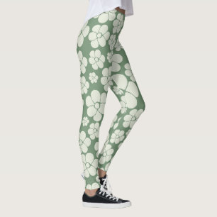 Leggings Patrón de flores - Verde