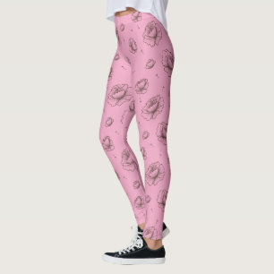 Leggings Patrón de flores y pepitas rosadas de bonito