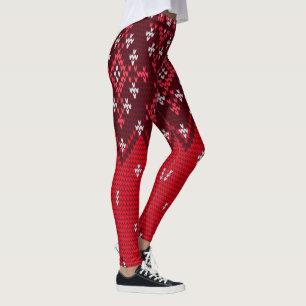 Leggings Patrón de folclore suéter de vacaciones feas