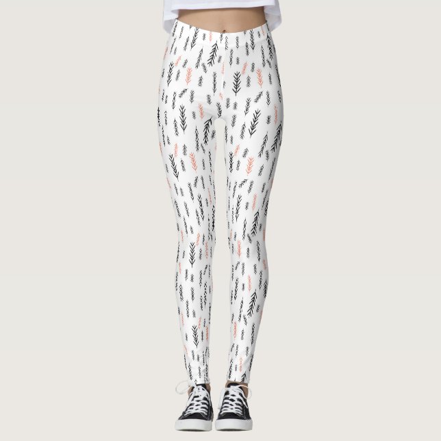 Leggings Patrón de follaje festivo (Anverso)