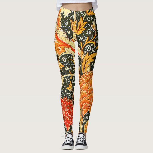 Leggings Patrón de fondo de escritorio de William Morris Cr (Anverso)