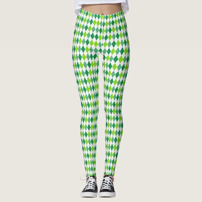 Leggings Patrón de forma de diamante de San Patricio-54603 (Anverso)