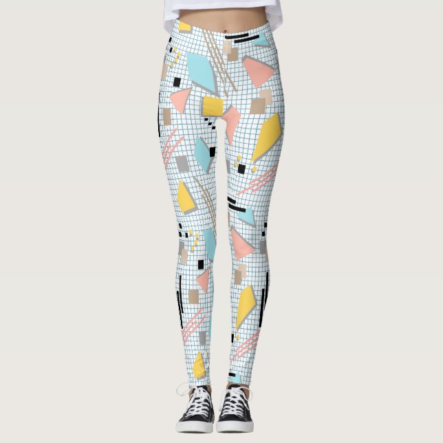 Leggings Patrón de formas de memphis geométricos sin foco (Anverso)