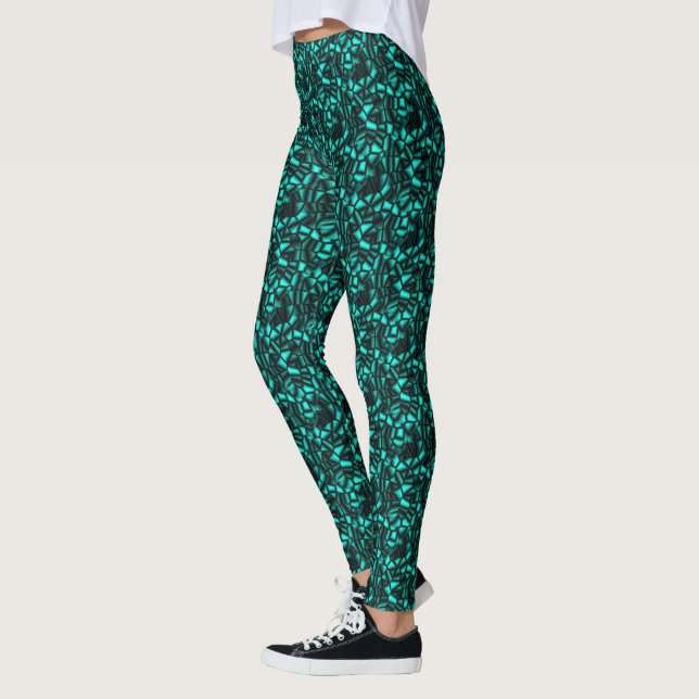 Leggings Patrón de formas geométricas turquesas (Izquierda)