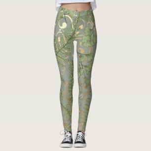 Leggings Patrón de forn verde y dorado