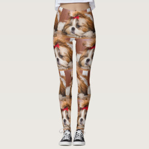 Leggings Patrón de fotos del personalizado de cachorros de