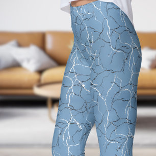 Leggings Patrón de fractura blanca y azul de moda