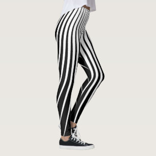 Leggings Patrón de franja blanca negra muy único