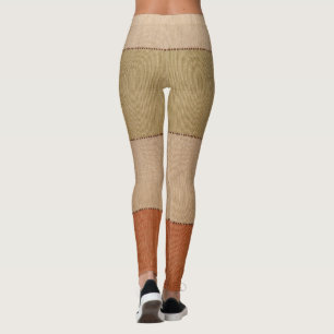 Leggings Patrón de franja contra el oro Tan
