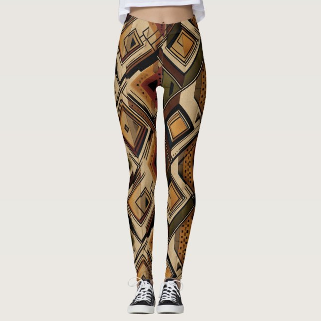 Leggings Patrón de franja suroeste rústico (1) (Anverso)