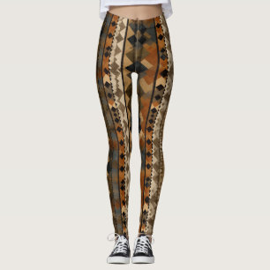 Leggings Patrón de franja suroeste rústico (6)