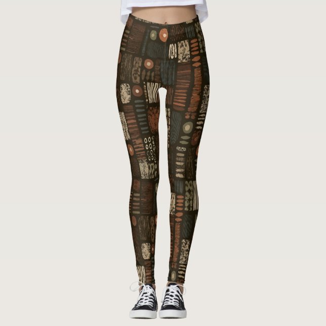 Leggings Patrón de franja suroeste rústico (8) (Anverso)