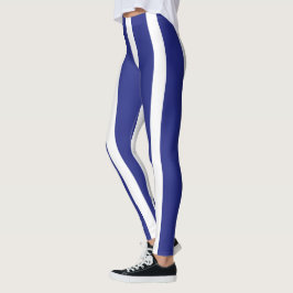 Leggings Patrón de franjas azul y blanca de la marina