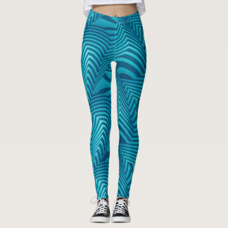 Leggings Patrón de franjas de locura azul turquesa socialit