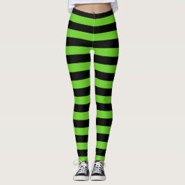 Leggings Patrón de franjas negro y verde de Halloween