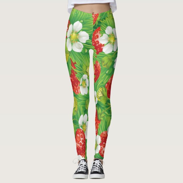 Leggings Patrón de fresa (Anverso)