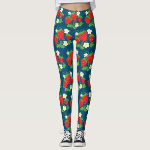 Leggings Patrón de fresa y flores