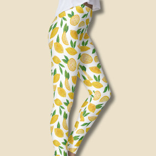 Leggings Patrón de Fruta Cítrica de Limón