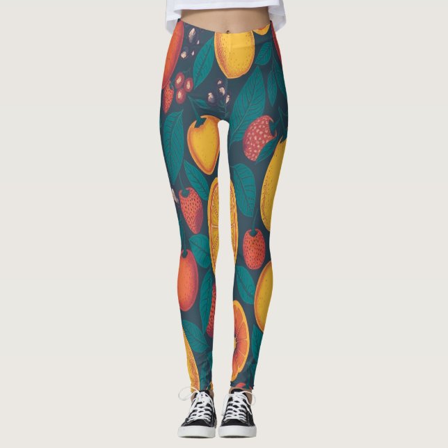 Leggings Patrón de fruta colorido lindo - Diseño de verano  (Anverso)